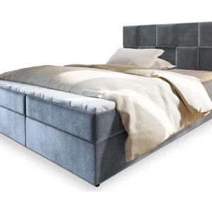 Boxspringbed PRATA 160×200 cm Set met hoofdbord, bedbodem en matras, Lichtgrijs