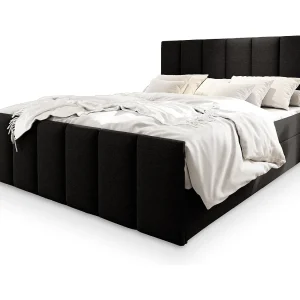 Boxspringbed LAGO 180×200 cm Set met hoofdbord, bedbodem en matras, Zwart