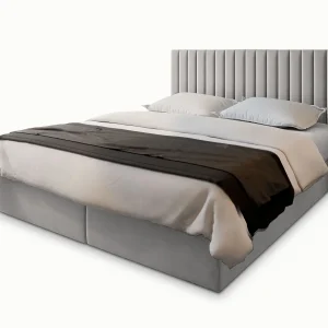 Boxspringbed BRESEL 140×200 cm Set met hoofdbord, bedbodem en matras, Lichtgrijs Boxspringbed BRESEL 140×200 cm Set met hoofdbord, bedbodem en matras, Lichtgrijs