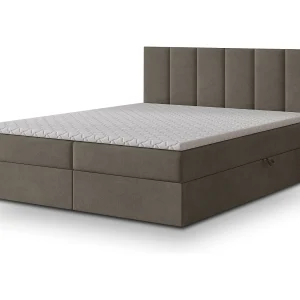 Boxspringbed MERIL 140×200 cm Set met hoofdbord, bedbodem en matras, Bruin