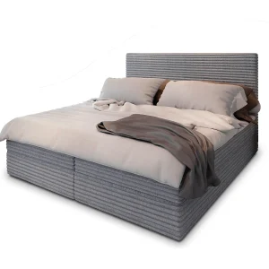 Boxspringbed PISA 180×200 cm Set met hoofdbord, bedbodem en matras, Lichtgrijs