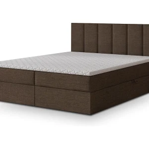 Boxspringbed MERIL 180×200 cm Set met hoofdbord, bedbodem en matras, Donkerbruin