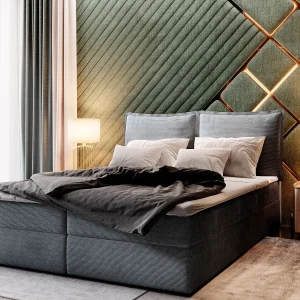 Boxspringbed LENTE 160×200 cm Set met hoofdbord, bedbodem en matras, Antracietgrijs