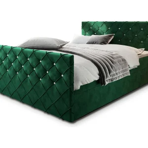 Boxspringbed MANDI 140×200 cm Set met hoofdbord, bedbodem en matras, Dennengroen Boxspringbed MANDI 140×200 cm Set met hoofdbord, bedbodem en matras, Dennengroen