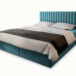 Boxspringbed BRESEL 140×200 cm Set met hoofdbord, bedbodem en matras, Groenblauw Boxspringbed BRESEL 140×200 cm Set met hoofdbord, bedbodem en matras, Groenblauw