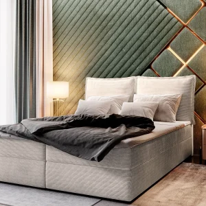 Boxspringbed LENTE 140×200 cm Set met hoofdbord, bedbodem en matras, Crème Boxspringbed LENTE 140×200 cm Set met hoofdbord, bedbodem en matras, Crème