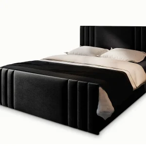 Boxspringbed KANES 160×200 cm Set met hoofdbord, bedbodem en matras, Zwart Boxspringbed KANES 160×200 cm Set met hoofdbord, bedbodem en matras, Zwart
