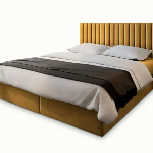 Boxspringbed BRESEL 140×200 cm Set met hoofdbord, bedbodem en matras, Geel Boxspringbed BRESEL 140×200 cm Set met hoofdbord, bedbodem en matras, Geel
