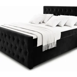 Boxspringbed FONDI 180×200 cm Set met hoofdbord, bedbodem en matras, Zwart Boxspringbed FONDI 180×200 cm Set met hoofdbord, bedbodem en matras, Zwart