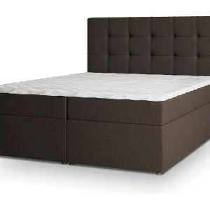 Boxspringbed PALMA 160×200 cm Set met hoofdbord, bedbodem en matras, Bruin