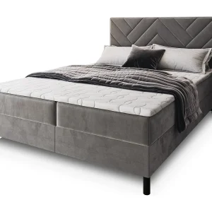 Boxspringbed ROKIS 180×200 cm Set met hoofdbord, bedbodem en matras, Grijs Boxspringbed ROKIS 180×200 cm Set met hoofdbord, bedbodem en matras, Grijs