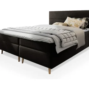 Boxspringbed SANTA 180×200 cm Set met hoofdbord, bedbodem en matras, Zwart Boxspringbed SANTA 180×200 cm Set met hoofdbord, bedbodem en matras, Zwart