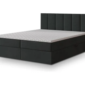 Boxspringbed MERIL 160×200 cm Set met hoofdbord, bedbodem en matras, Zwart