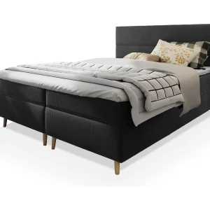 Boxspringbed SANTA 180×200 cm Set met hoofdbord, bedbodem en matras, Grijs Boxspringbed SANTA 180×200 cm Set met hoofdbord, bedbodem en matras, Grijs
