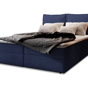 Boxspringbed LENTE 160×200 cm Set met hoofdbord, bedbodem en matras, Blauw