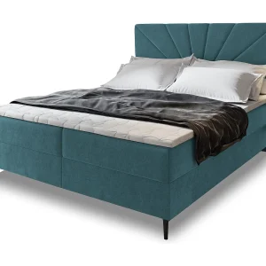Boxspringbed MURI 140×200 cm Set met hoofdbord, bedbodem en matras, Groenblauw Boxspringbed MURI 140×200 cm Set met hoofdbord, bedbodem en matras, Groenblauw