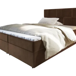 Boxspringbed PRATA 160×200 cm Set met hoofdbord, bedbodem en matras, Bruin