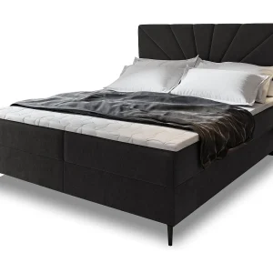 Boxspringbed MURI 160×200 cm Set met hoofdbord, bedbodem en matras, Zwart