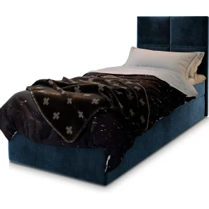 Boxspringbed LENA 90×200 cm Set met hoofdbord, bedbodem en matras, Blauw Boxspringbed LENA 90×200 cm Set met hoofdbord, bedbodem en matras, Blauw