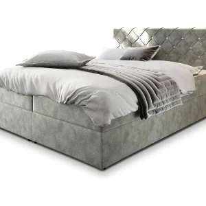 Boxspringbed RIVA 140×200 cm Set met hoofdbord, bedbodem en matras, Lichtgrijs Boxspringbed RIVA 140×200 cm Set met hoofdbord, bedbodem en matras, Lichtgrijs