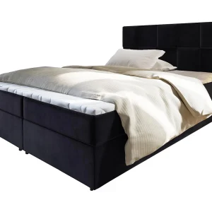 Boxspringbed PRATA 160×200 cm Set met hoofdbord, bedbodem en matras, Zwart