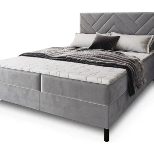 Boxspringbed ROKIS 180×200 cm Set met hoofdbord, bedbodem en matras, Lichtgrijs Boxspringbed ROKIS 180×200 cm Set met hoofdbord, bedbodem en matras, Lichtgrijs