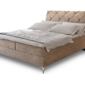 Boxspringbed MACON 160×200 cm Set met hoofdbord, bedbodem en matras, Beige