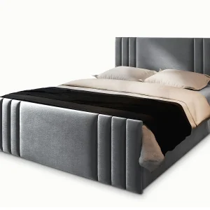 Boxspringbed KANES 140×200 cm Set met hoofdbord, bedbodem en matras, Lichtgrijs Boxspringbed KANES 140×200 cm Set met hoofdbord, bedbodem en matras, Lichtgrijs