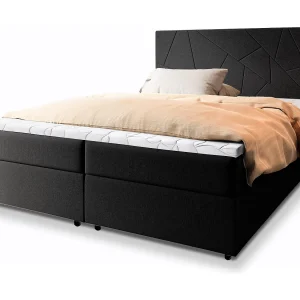 Boxspringbed MADO 180×200 cm Set met hoofdbord, bedbodem en matras, Zwart Boxspringbed MADO 180×200 cm Set met hoofdbord, bedbodem en matras, Zwart