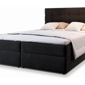 Boxspringbed GLOS 160×200 cm Set met hoofdbord, bedbodem en matras, Zwart Boxspringbed GLOS 160×200 cm Set met hoofdbord, bedbodem en matras, Zwart