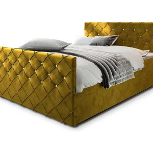 Boxspringbed MANDI 140×200 cm Set met hoofdbord, bedbodem en matras, Geel Boxspringbed MANDI 140×200 cm Set met hoofdbord, bedbodem en matras, Geel
