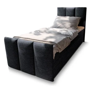 Boxspringbed LAGO 80×200 cm Set met hoofdbord, bedbodem en matras, Zwart
