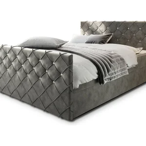 Boxspringbed MANDI 180×200 cm Set met hoofdbord, bedbodem en matras, Grijs Boxspringbed MANDI 180×200 cm Set met hoofdbord, bedbodem en matras, Grijs
