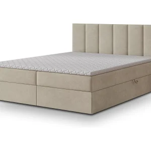 Boxspringbed MERIL 140×200 cm Set met hoofdbord, bedbodem en matras, Beige