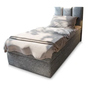 Boxspringbed MERIL 90×200 cm Set met hoofdbord, bedbodem en matras, Lichtgrijs Boxspringbed MERIL 90×200 cm Set met hoofdbord, bedbodem en matras, Lichtgrijs