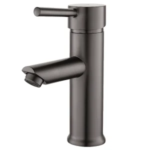 Deco wastafelmengkraan laag grijs metaal – Essebagno