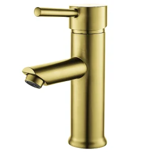 Deco lage wastafelmengkraan geborsteld goud – Essebagno