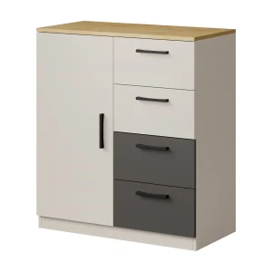 Commode met laden Billz 1D4S 80 Kasjmier/Cremona Eiken Commode met laden Billz 1D4S 80 Kasjmier/Cremona Eiken