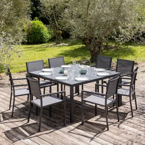 CAGLIARI grijs textilene tuinset voor 8 personen – aluminium antraciet