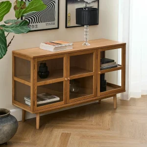 Buffetkast Svendborg – 3 deuren, 3 planken – Massief eikenhout & glas – Natuurlijk Buffetkast Svendborg – 3 deuren, 3 planken – Massief eikenhout & glas – Natuurlijk