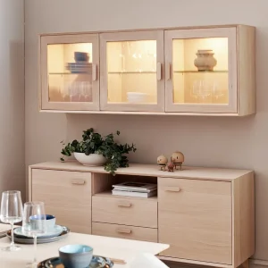 Buffetkast Porto – 3 deuren, 2 laden – Massief eikenhout & MDF – Naturel Buffetkast Porto – 3 deuren, 2 laden – Massief eikenhout & MDF – Naturel