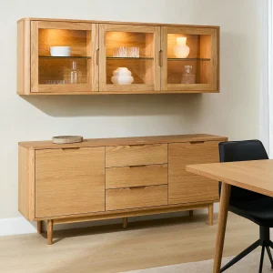 Buffetkast Nyborg – 2 deuren, 3 laden – Massief eikenhout & MDF – Natuurlijk olie