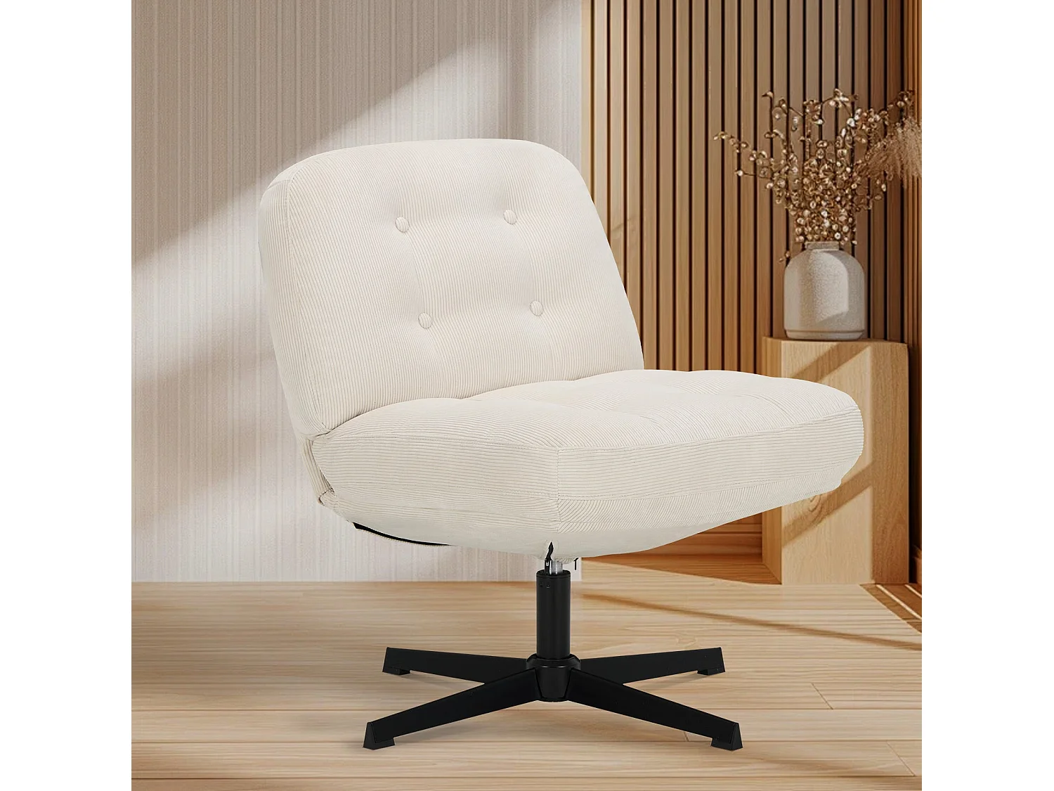Bureaustoel met brede zitting van traagschuim, comfort en ondersteuning, voor kantoor en thuisgebruik, beige