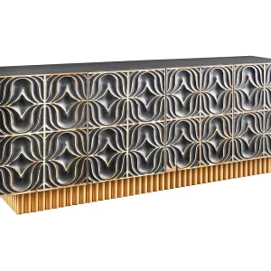 Buffet PALAZZO 180 cm – Massief hout grijs en goud – Gesneden in retro-Venetiaanse stijl Buffet PALAZZO 180 cm – Massief hout grijs en goud – Gesneden in retro-Venetiaanse stijl