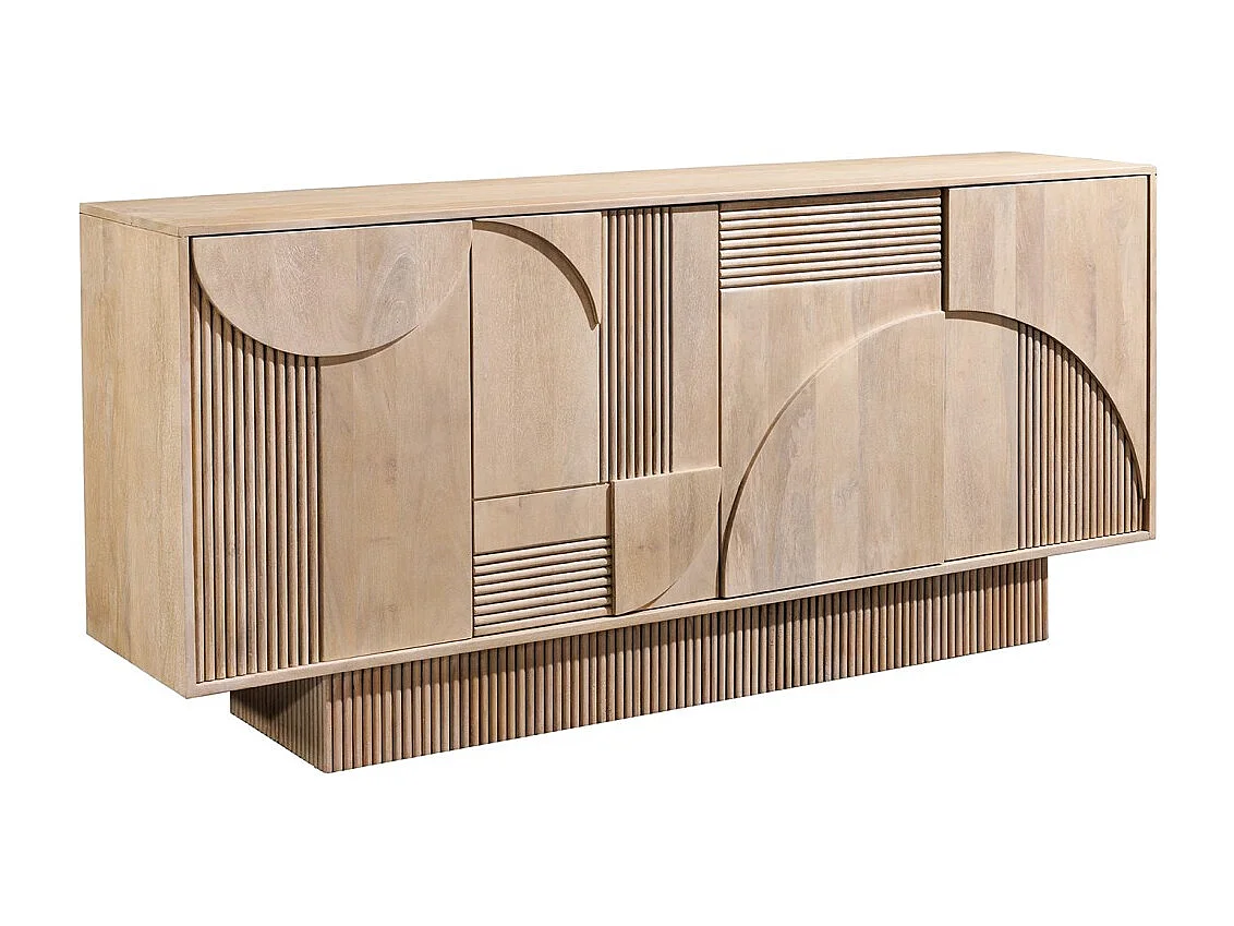 Buffet ORINO 170 cm – Massief mangohout in whitewash – Art Deco stijl