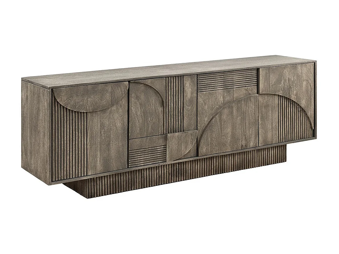 Buffet 170 cm met 4 deuren van massief rookgrijs mangohout - Collectie ORINO