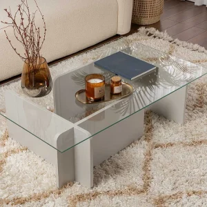 Glazen salontafel "Flavio" 105 x 65 x 30 cm – Grijs Glazen salontafel "Flavio" 105 x 65 x 30 cm – Grijs