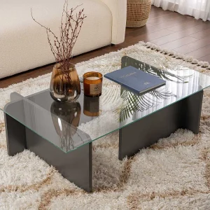 Glazen salontafel "Flavio" 105 x 65 x 30 cm – Antraciet Glazen salontafel "Flavio" 105 x 65 x 30 cm – Antraciet