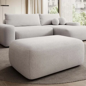 Beige gestructureerde stoffen poef in designstijl DAVISO Beige gestructureerde stoffen poef in designstijl DAVISO