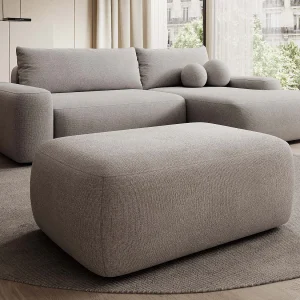 Taupe textiel poef in designstijl DAVISO Taupe textiel poef in designstijl DAVISO